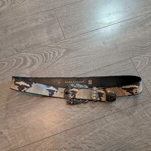 Luisa Cerano Snake Print Belt - Black and Tan